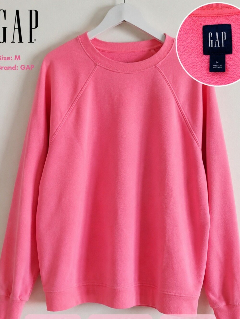GAP Pink Raglan Crewneck Sweatshirt